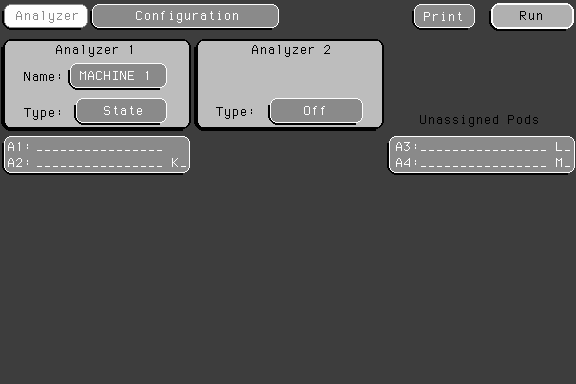 Greyscale screenshot of the analyser's main UI.